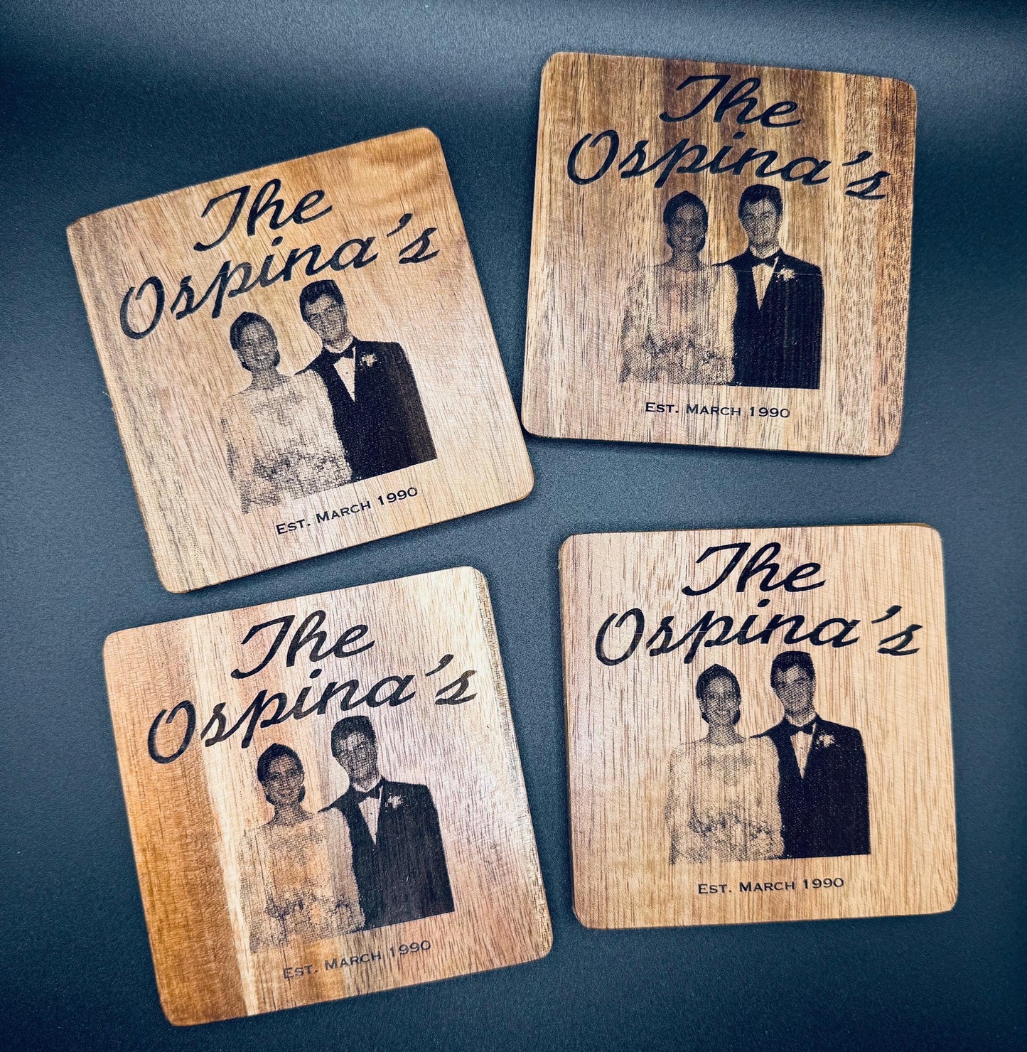 Custom Laser Engraved Wooden Coasters – Personalized Drink Coasters for Weddings, Anniversaries, Housewarming, or Gifts