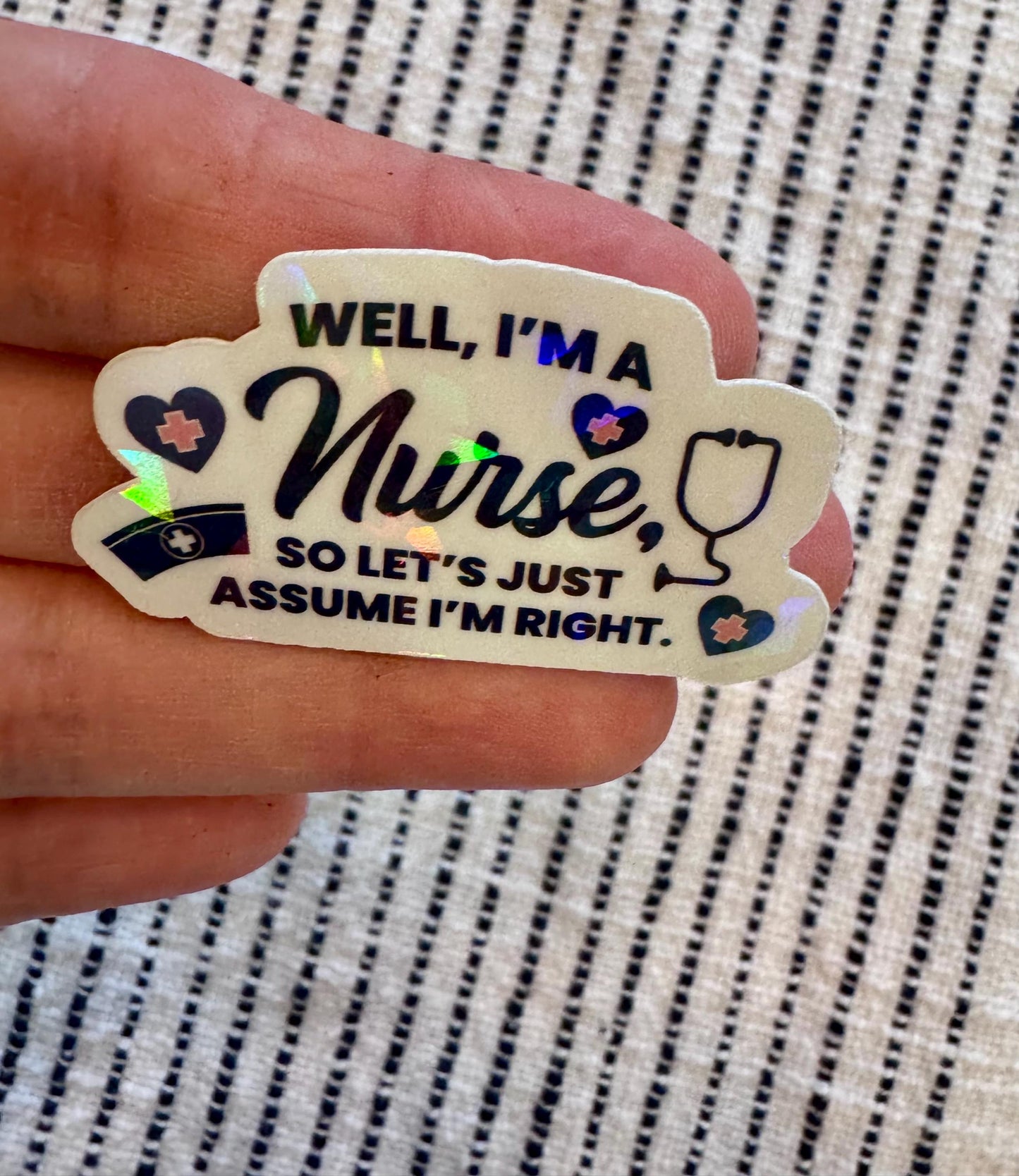 Funny Holographic Nurse Sticker: Waterproof Medical Decal