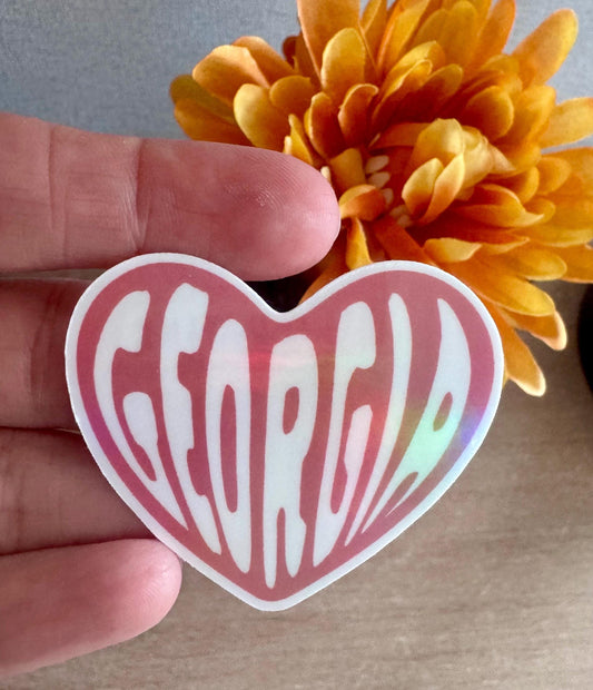 Georgia Heart Sticker: Holographic Vinyl State Pride Decal