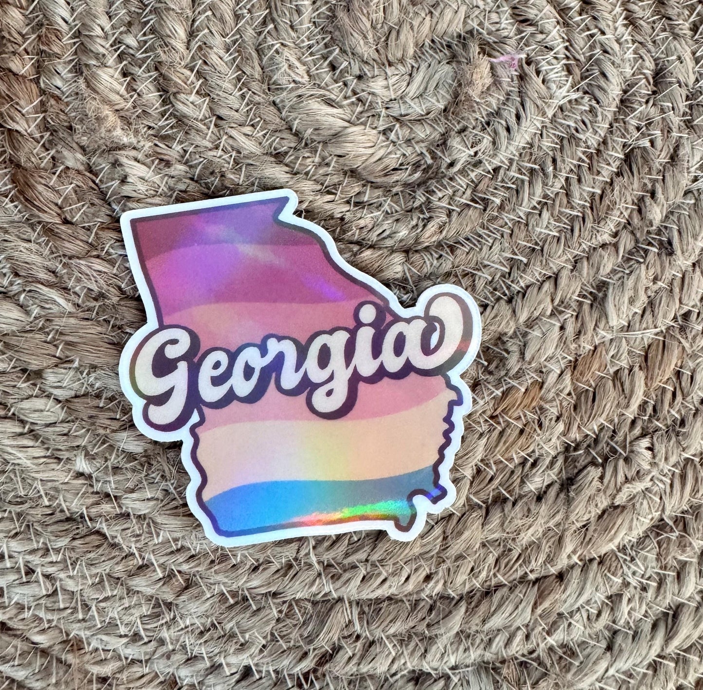 Holographic Georgia State Sticker: Rainbow Vinyl Decal