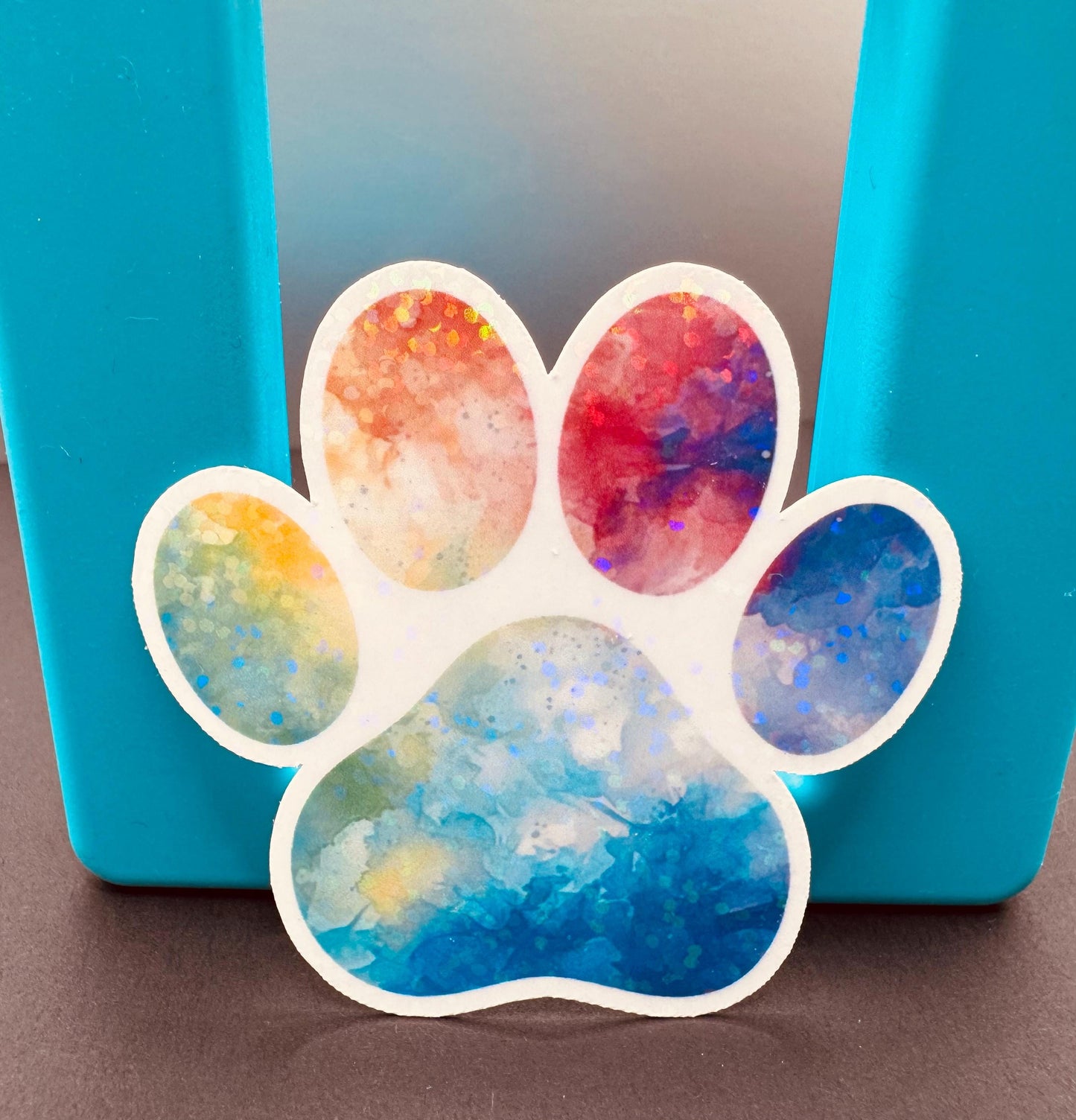 Holographic Rainbow Paw Print Sticker - Waterproof Vinyl Pet Decal