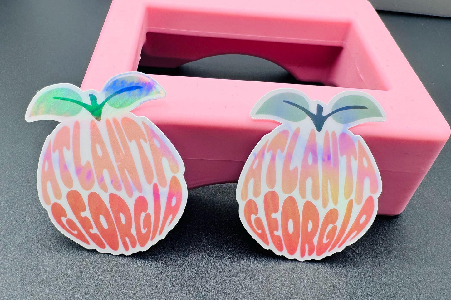 Holographic Georgia Peach Sticker: Atlanta Souvenir Decal
