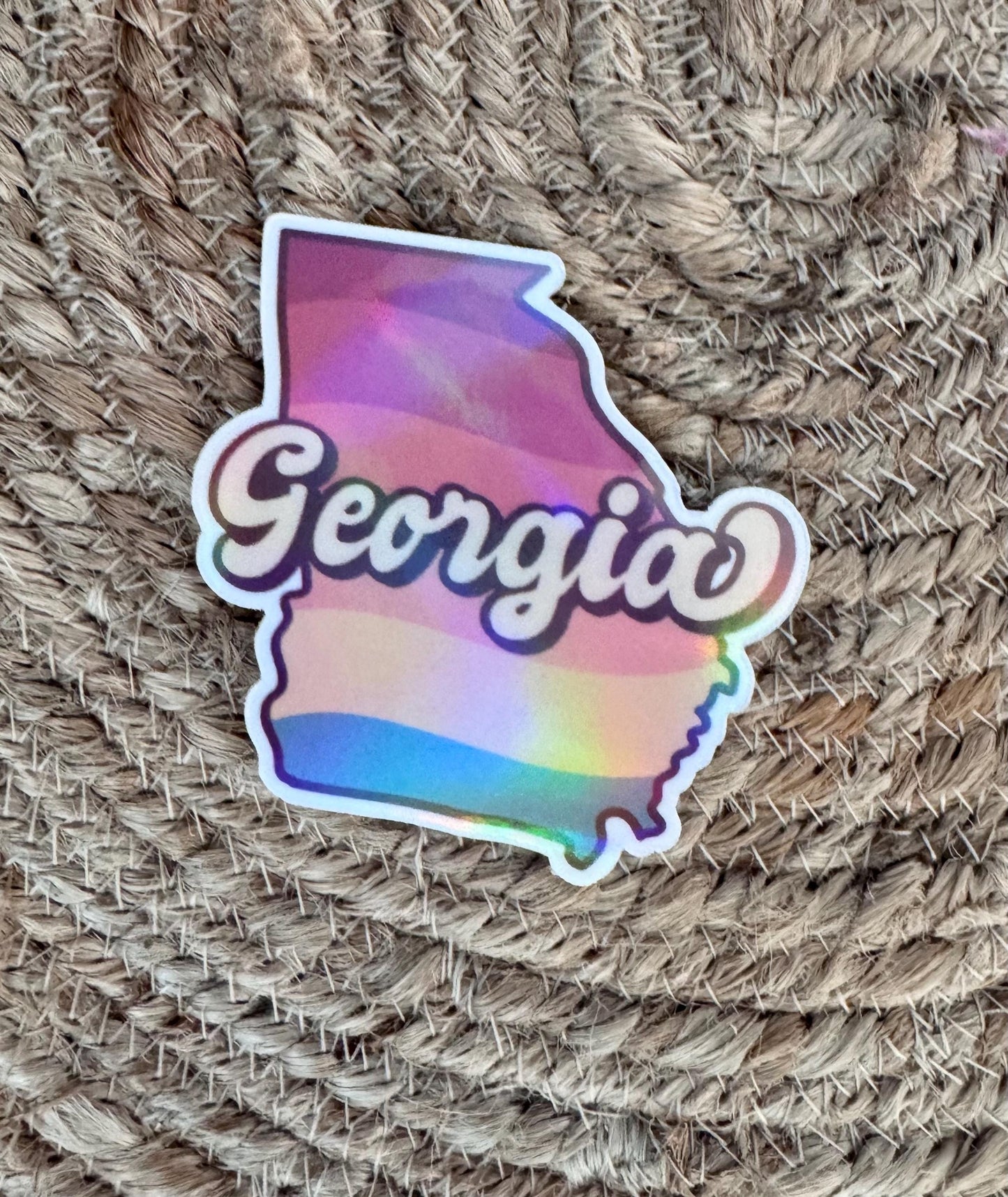 Holographic Georgia State Sticker: Rainbow Vinyl Decal