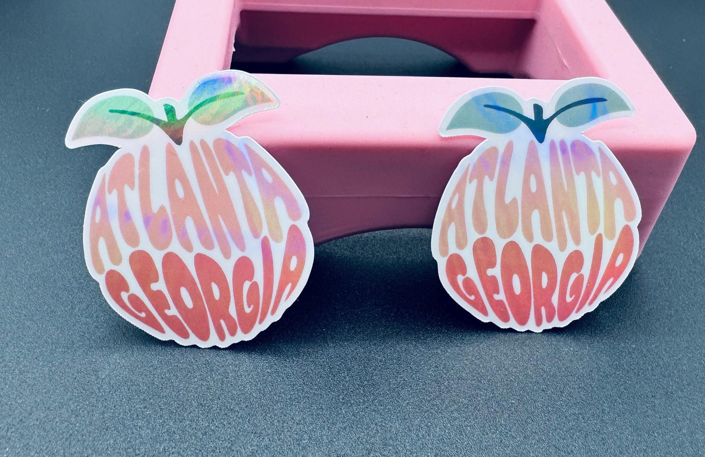 Holographic Georgia Peach Sticker: Atlanta Souvenir Decal