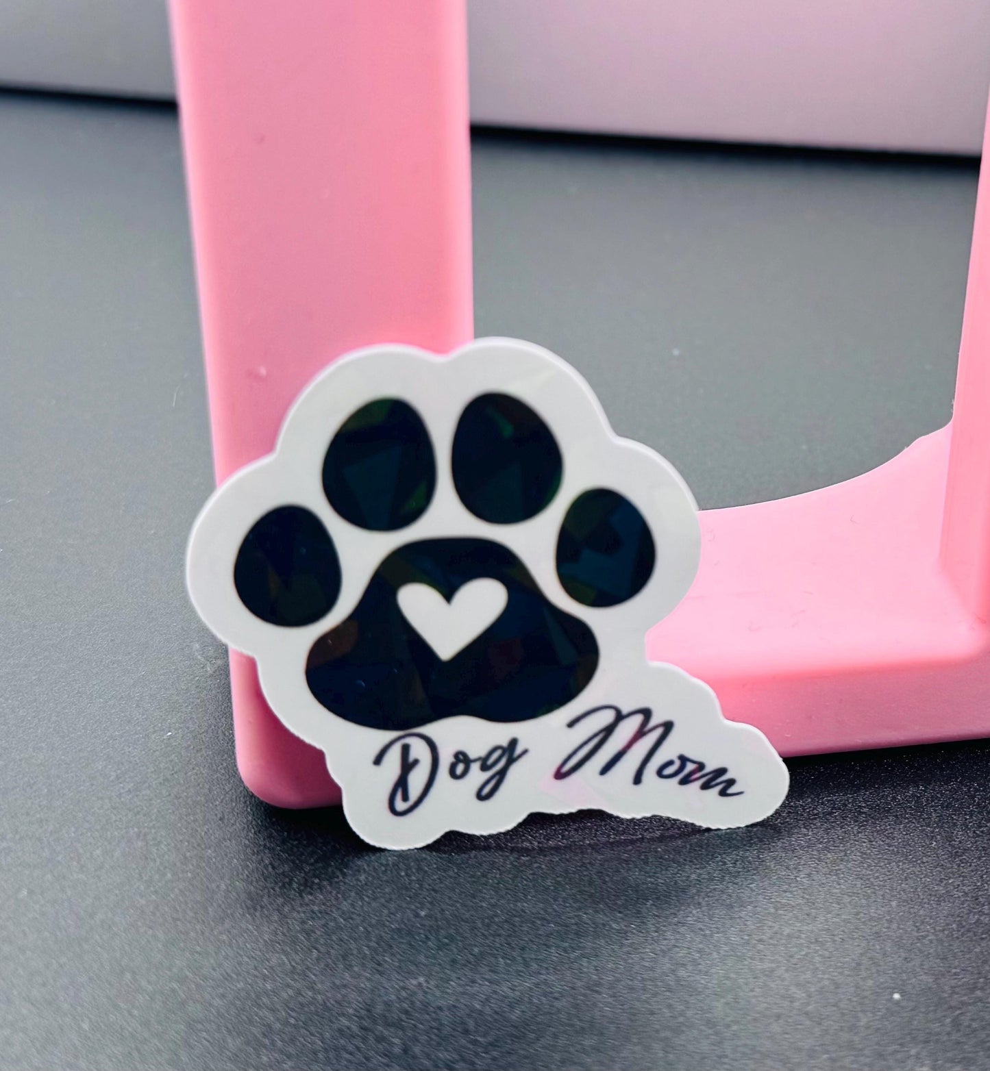 Dog Mom Paw Print Sticker: Holographic Decal for Pet Lovers