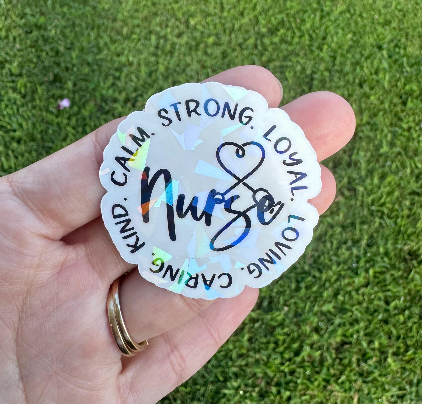 Calm Loyal Strong Nurse Sticker: Waterproof Vinyl Decal, Healthcare Gift