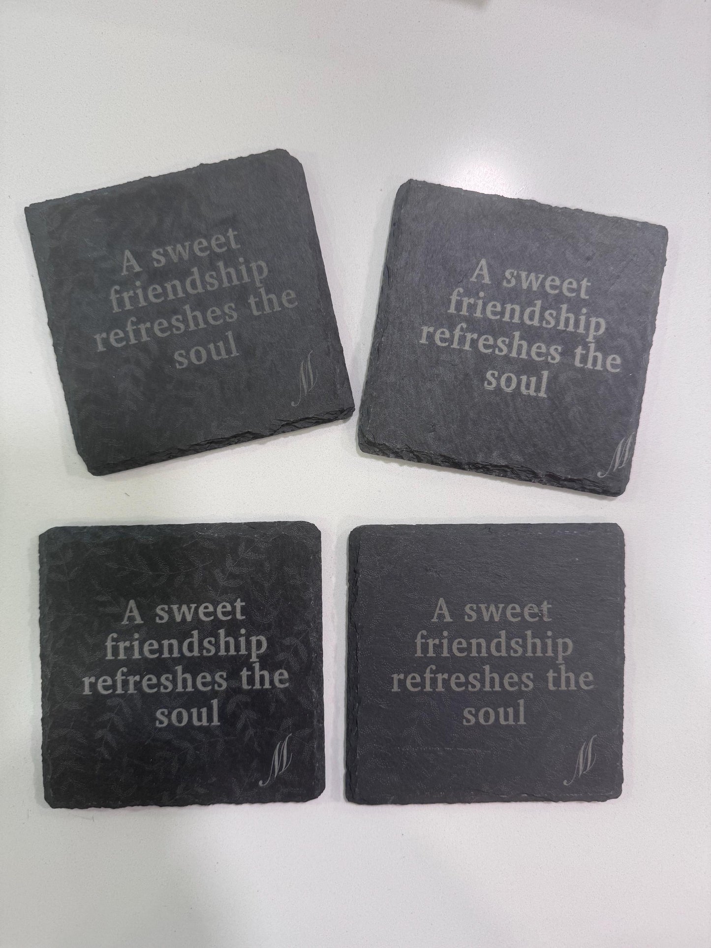 Laser Engraved Slate Coasters – Personalized Rustic Home Decor