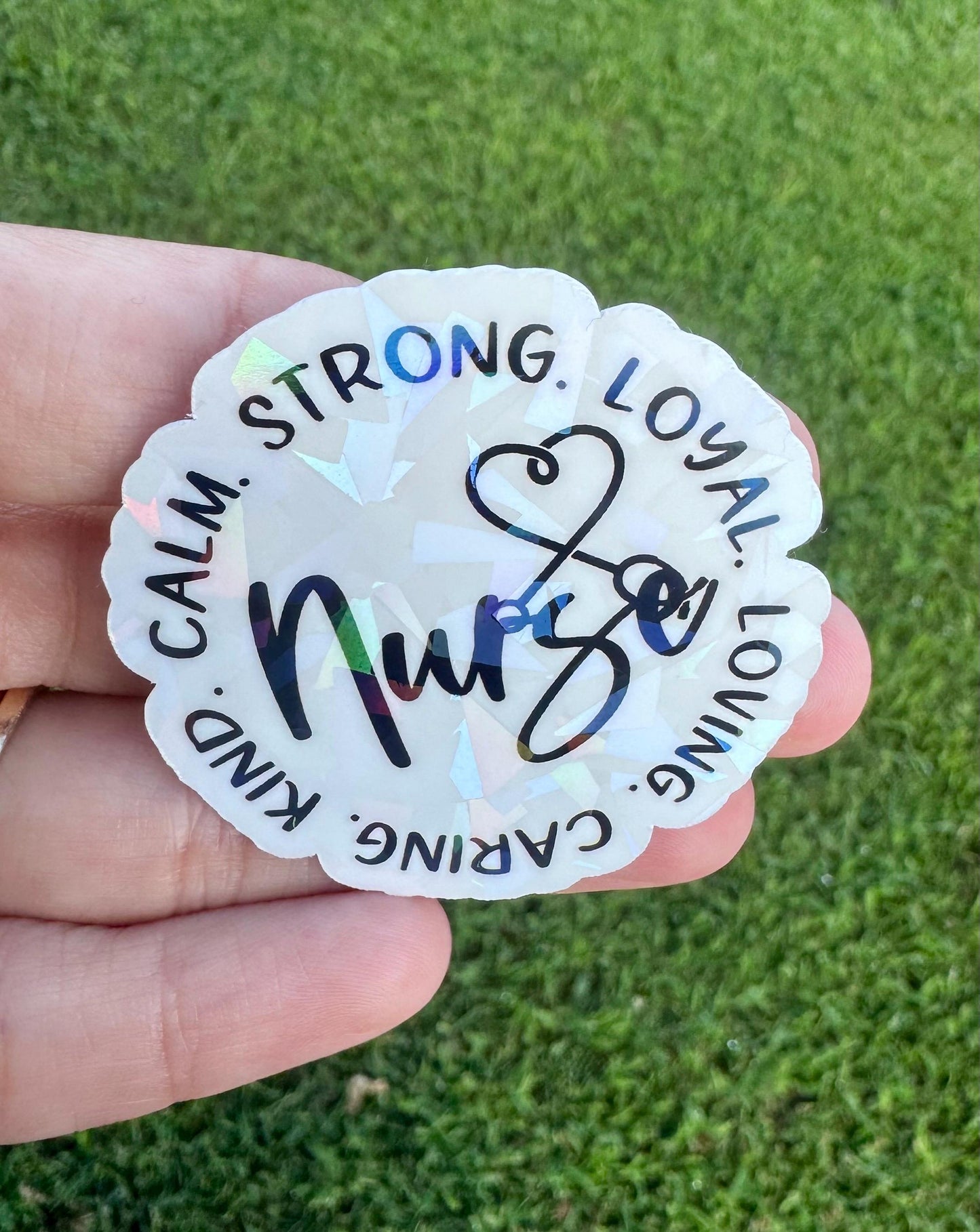 Calm Loyal Strong Nurse Sticker: Waterproof Vinyl Decal, Healthcare Gift