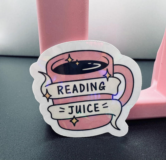 Drinking Juice Sticker: Pink Coffee Cup Vinyl Decal - Waterproof Laptop Decal