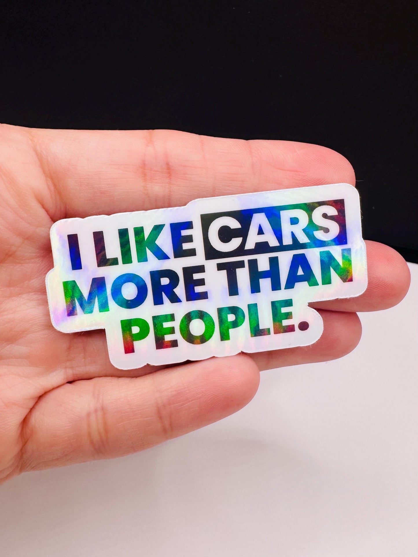 Funny Car Lover Sticker: I Like Cars More Than People - Waterproof Vinyl Decal