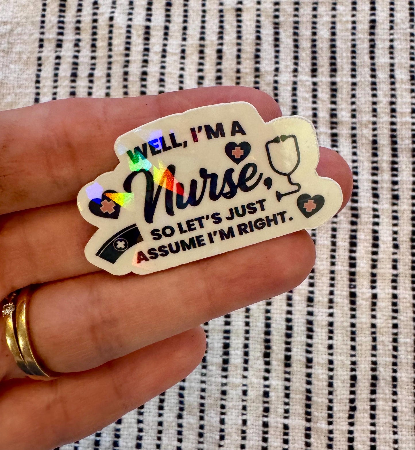 Funny Holographic Nurse Sticker: Waterproof Medical Decal