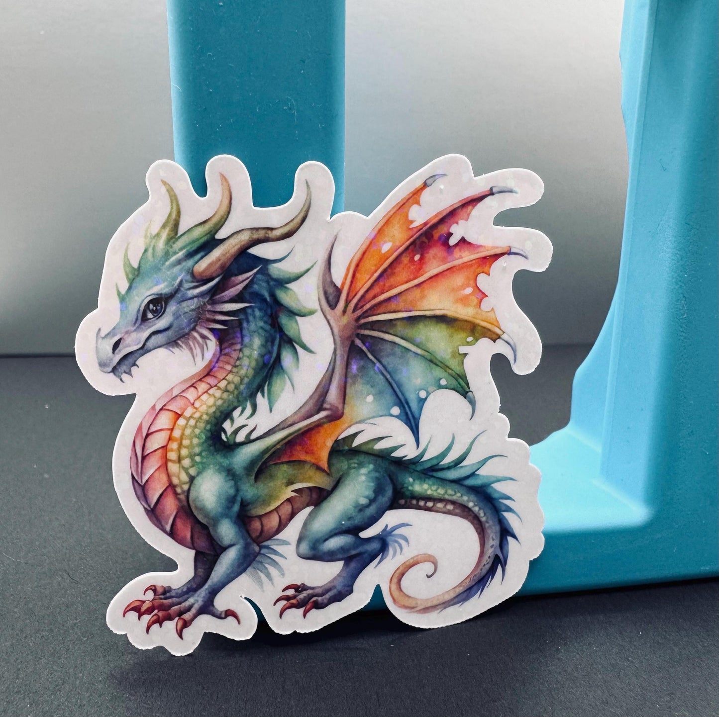 Holographic Rainbow Dragon Sticker – Fantasy Vinyl Decal