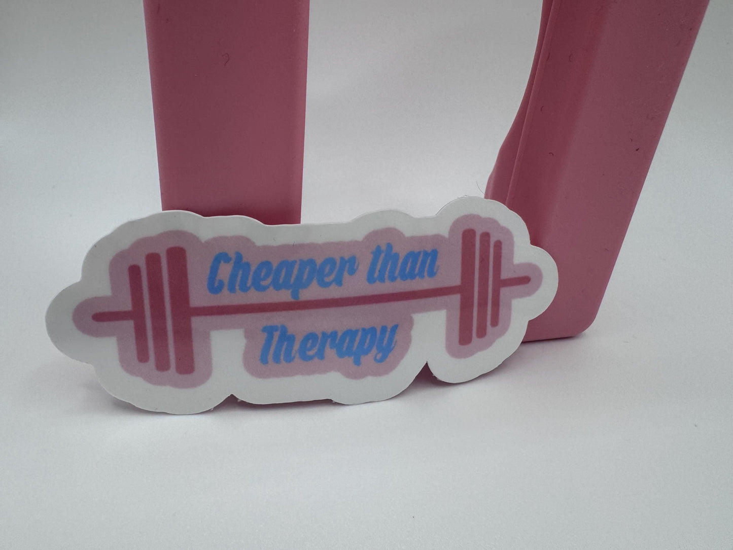 Cheaper Than Therapy. Lifting Weights Sticker – Funny Fitness Vinyl Sticker